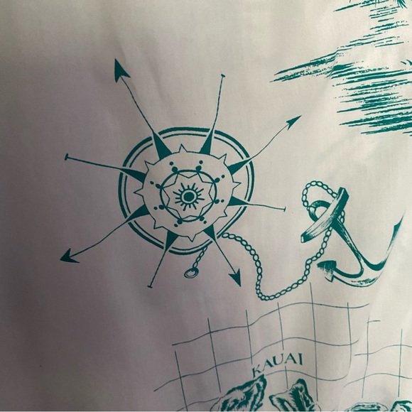 Vintage Hawaii Kole Kole Ruffled Turquoise Map print Dress with pocket - Picture 10 of 15